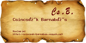 Csincsák Barnabás névjegykártya