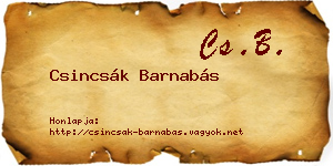 Csincsák Barnabás névjegykártya